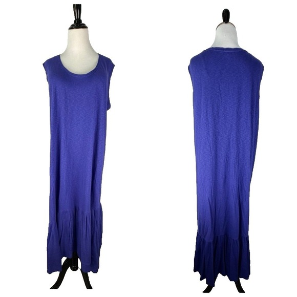 J. Jill Dresses & Skirts - J Jill Drop Waist Maxi Sun T Shirt Dress Plus Women 3X Purple Gauze Tiered Hem